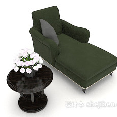 绿色单人躺椅沙发3d模型下载