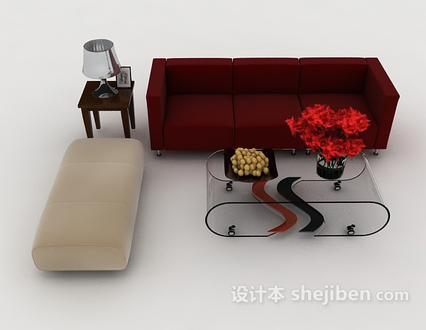 现代风格简约家居组合沙发3d模型下载