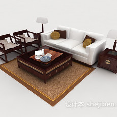 新中式白色组合沙发3d模型下载