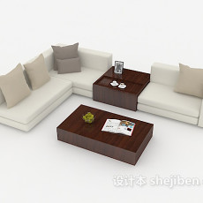 白灰色组合沙发3d模型下载