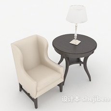 欧式简洁单人沙发3d模型下载