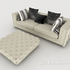 家居木质灰色双人沙发3d模型下载