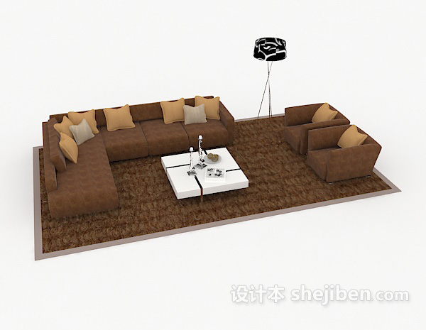 家居休闲棕色组合沙发