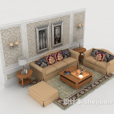 简单家居棕色组合沙发3d模型下载
