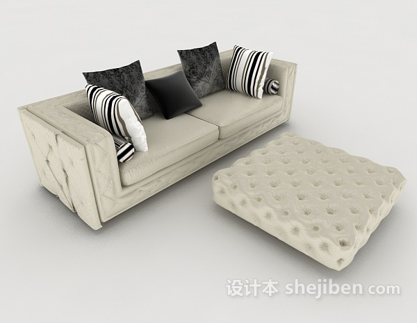 免费家居木质灰色双人沙发3d模型下载