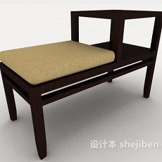 实木简单沙发凳3d模型下载