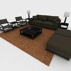 现代家居深灰色组合沙发3d模型下载