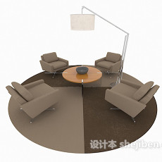 现代商务简约棕色组合沙发3d模型下载