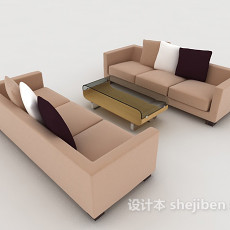 休闲简约棕色组合沙发3d模型下载