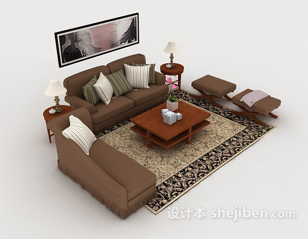 木质棕色组合沙发
