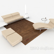 现代休闲简约浅棕色组合沙发3d模型下载