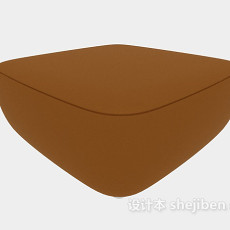 棕色简单沙发凳3d模型下载