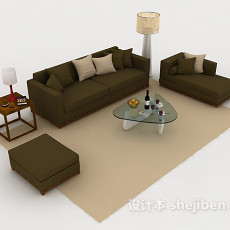 家居简约橄榄绿组合沙发3d模型下载
