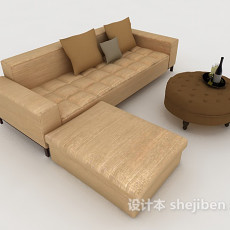 休闲棕色组合沙发3d模型下载