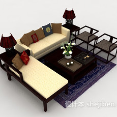 新中式型组合沙发3d模型下载