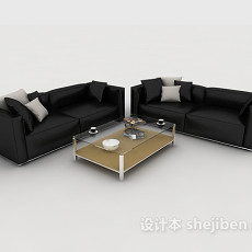 黑色商务简约组合沙发3d模型下载