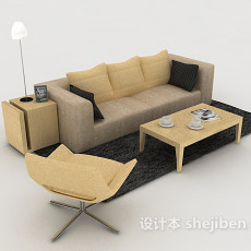 家居棕黄色组合沙发3d模型下载