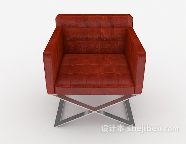 现代风格棕色皮质沙发椅3d模型下载