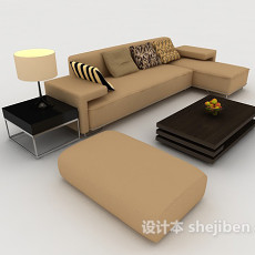家居简约棕色休闲组合沙发3d模型下载