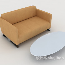 家居休闲棕色双人沙发3d模型下载