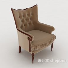 欧式简约浅棕单人沙发3d模型下载