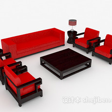 新中式风格家居组合沙发3d模型下载