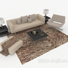 家居灰色简约休闲组合沙发3d模型下载