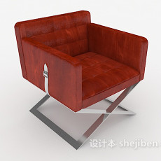 棕色皮质沙发椅3d模型下载