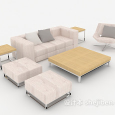 淡紫色组合沙发3d模型下载