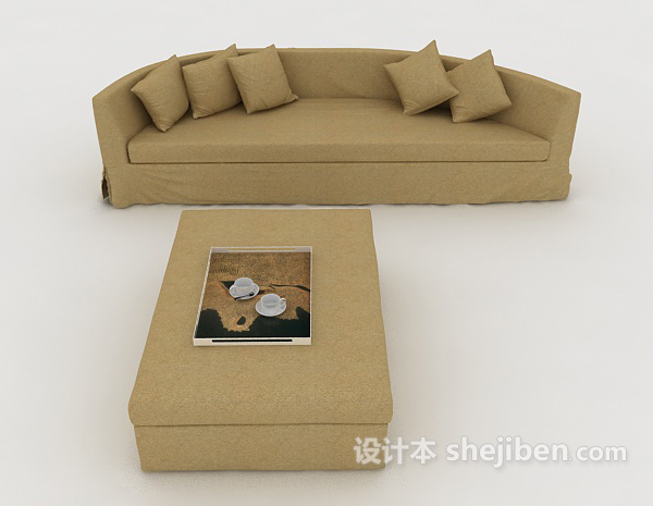 现代风格简约棕色休闲家居组合沙发3d模型下载