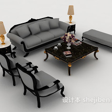 欧式风格家居型组合沙发3d模型下载