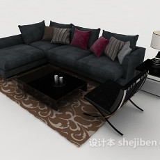 深蓝色休闲组合沙发3d模型下载