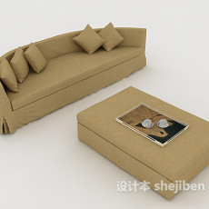 简约棕色休闲家居组合沙发3d模型下载