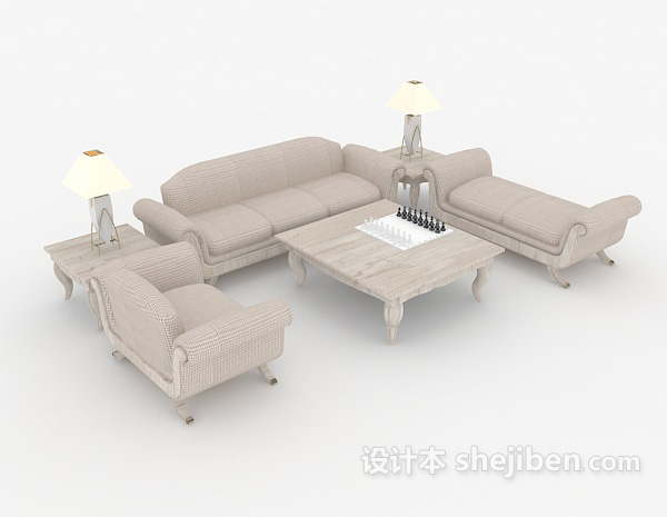 现代浅色组合沙发3d模型下载