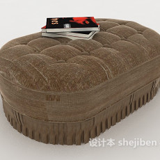 棕色软包沙发凳3d模型下载