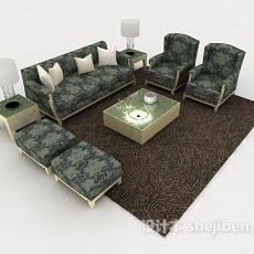 简约花纹组合沙发3d模型下载