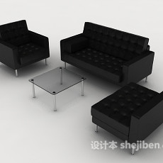 商务现代黑色组合沙发3d模型下载