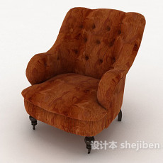 欧式复古棕色单人沙发3d模型下载