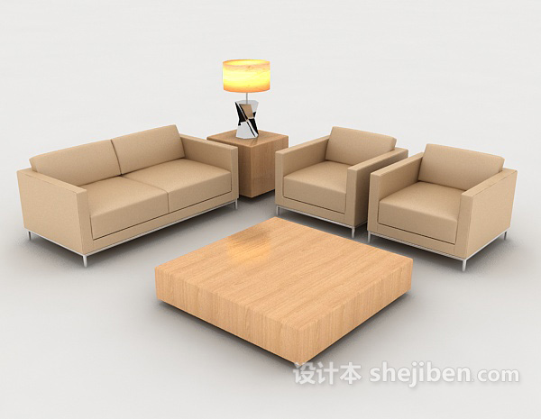 棕色简约休闲组合沙发