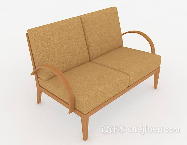 简约木质双人沙发3d模型下载