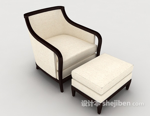 简单米白色单人沙发3d模型下载