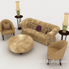 欧式家居花纹沙发3d模型下载
