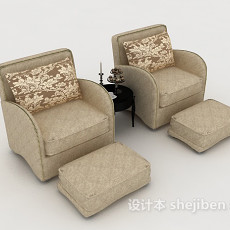 简约花纹双人沙发3d模型下载