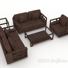 新中式实木家居组合沙发3d模型下载