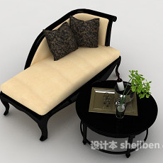 木质黄色休闲躺椅3d模型下载