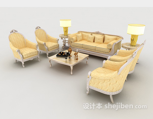 欧式金色组合沙发