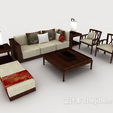 新中式简约家居组合沙发3d模型下载