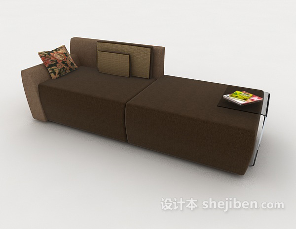 简约棕色双人沙发3d模型下载