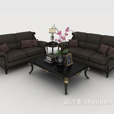 欧式简约灰色组合沙发3d模型下载