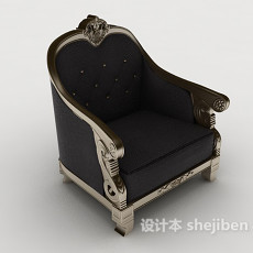 欧式简约黑色沙发3d模型下载